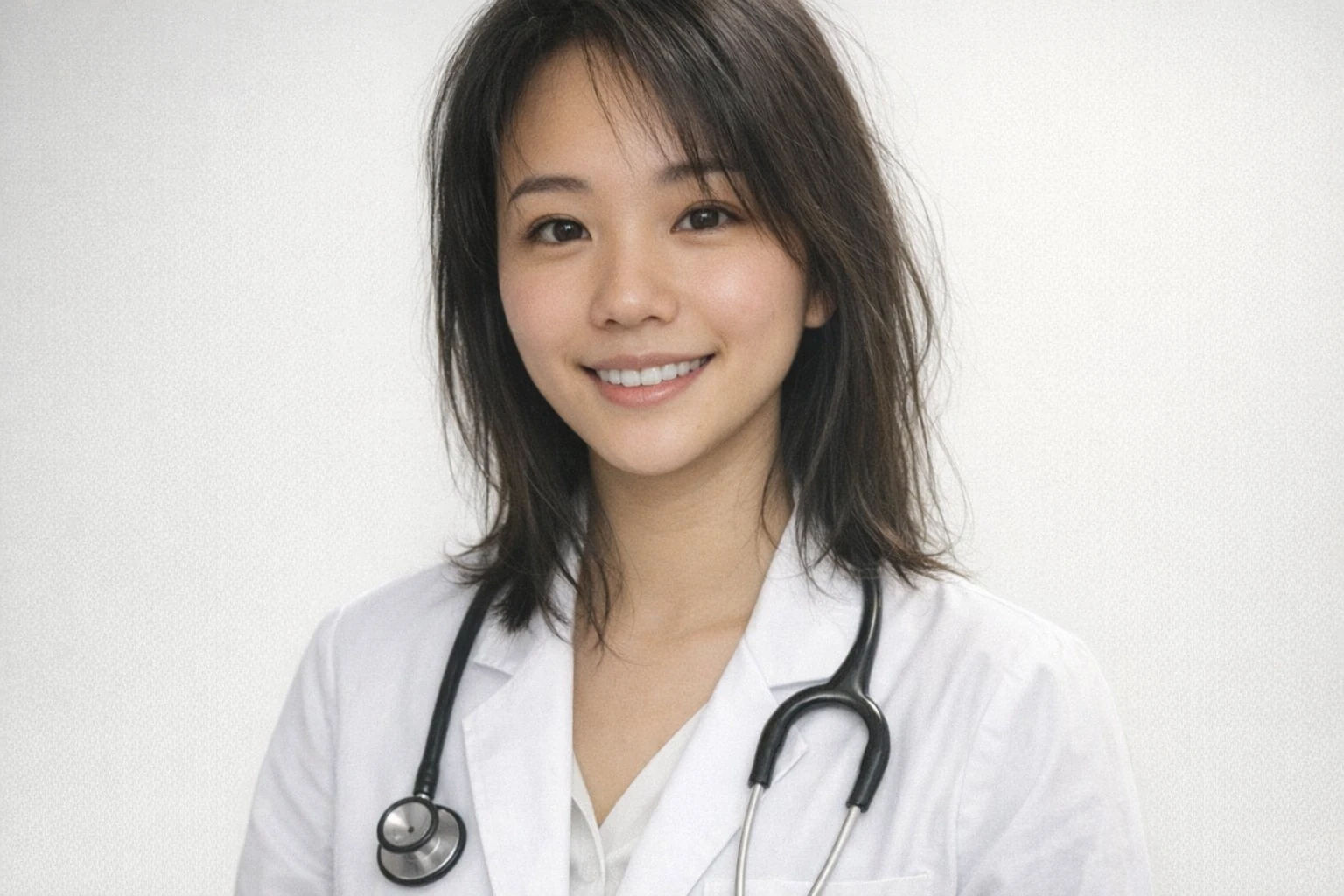 Professional ERAS compliant female doctor headshot with stethoscope