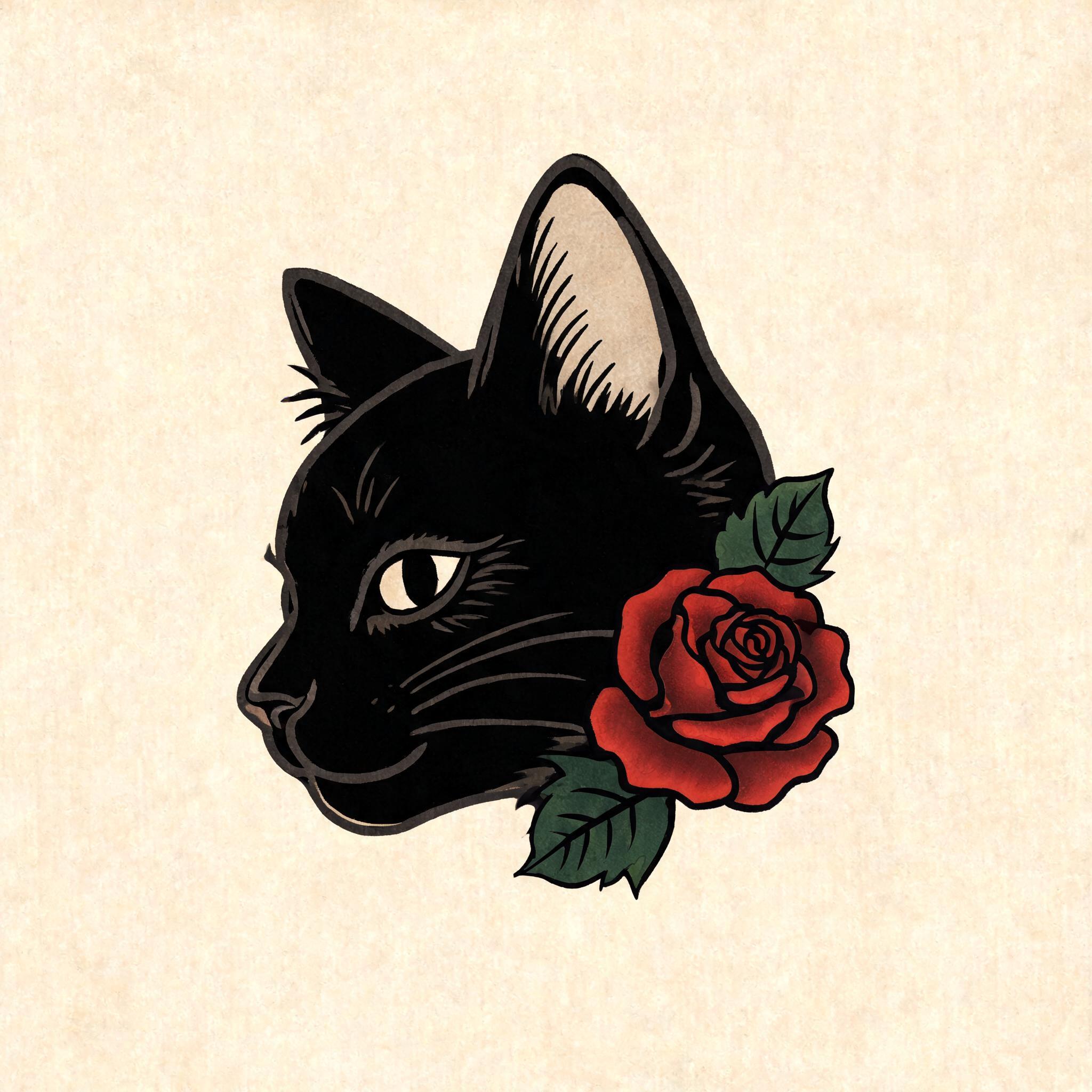 Black Cat and Rose
