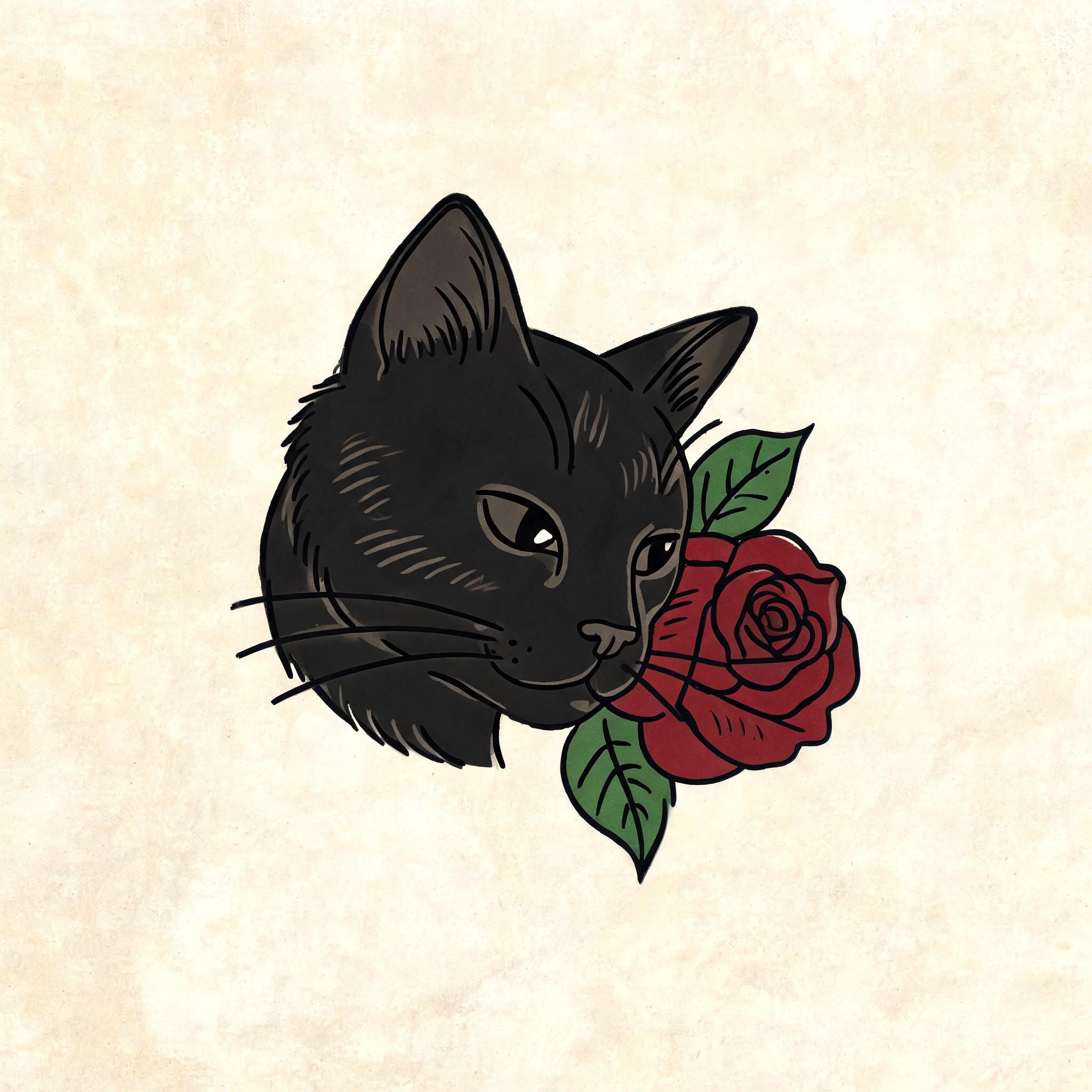 黒猫とバラ