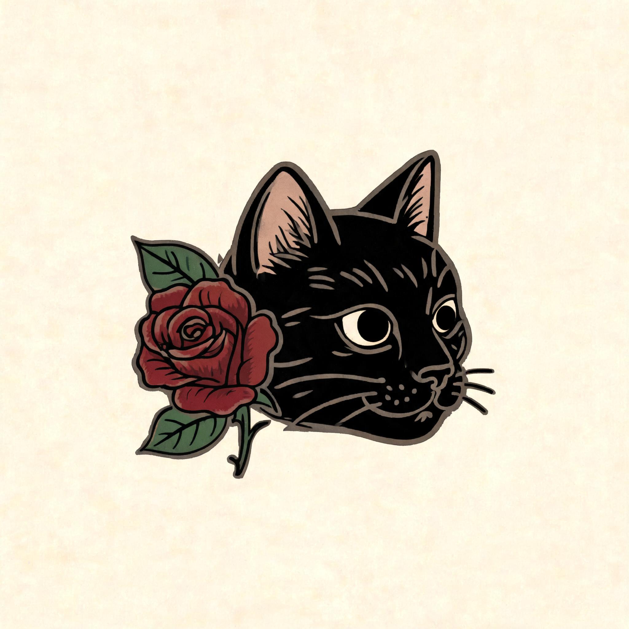 검은 고양이와 장미