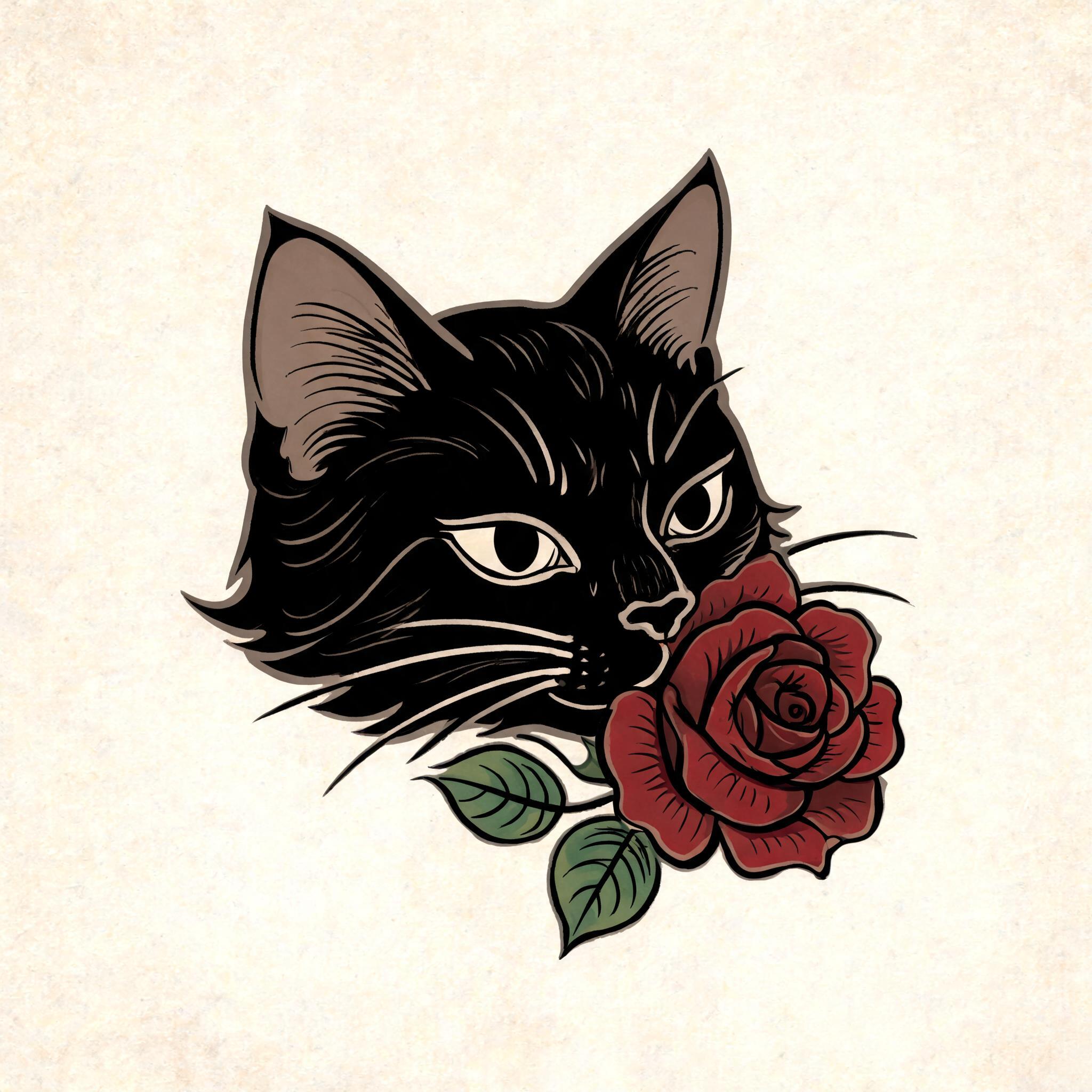 Gato preto e rosa