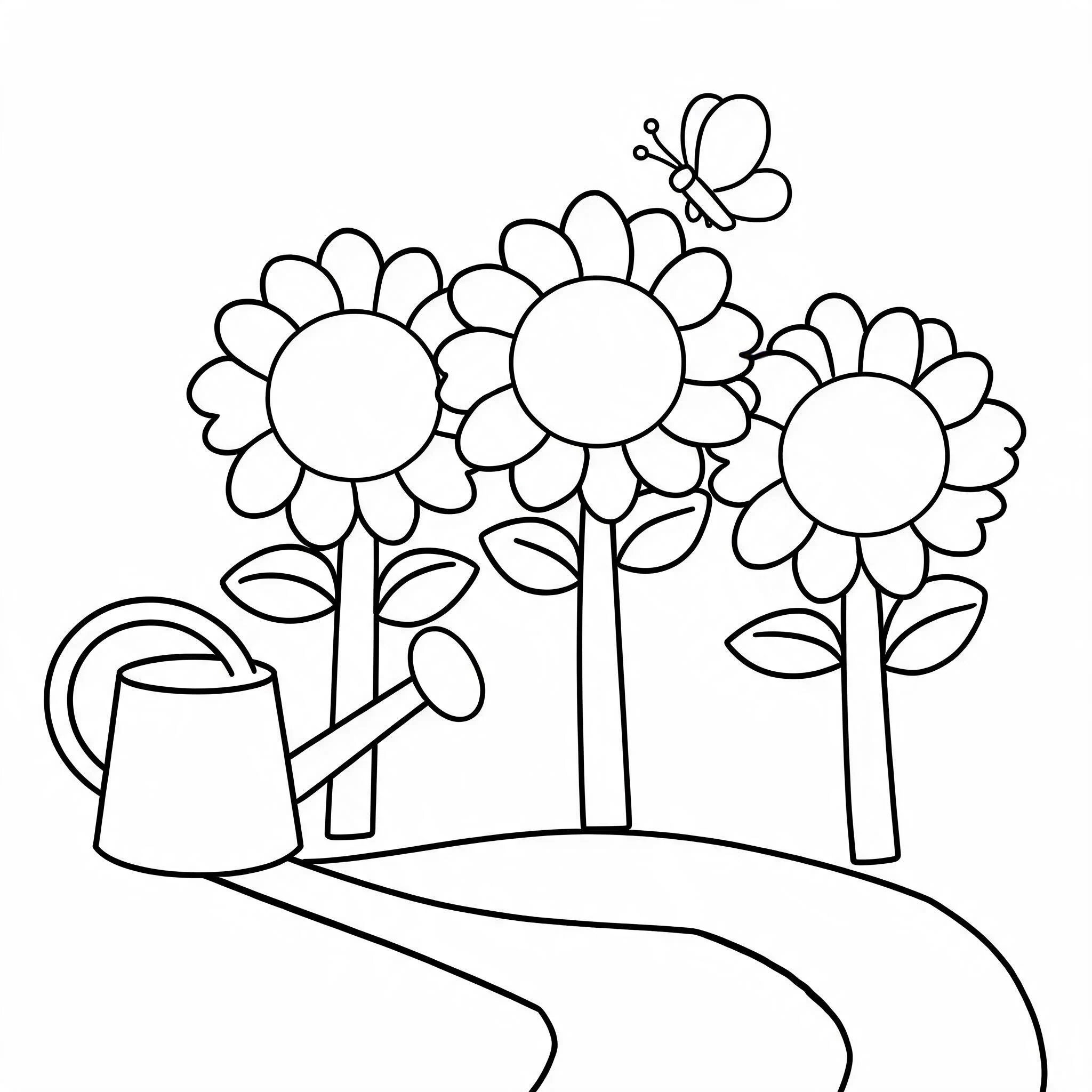 A garden with sunflowers