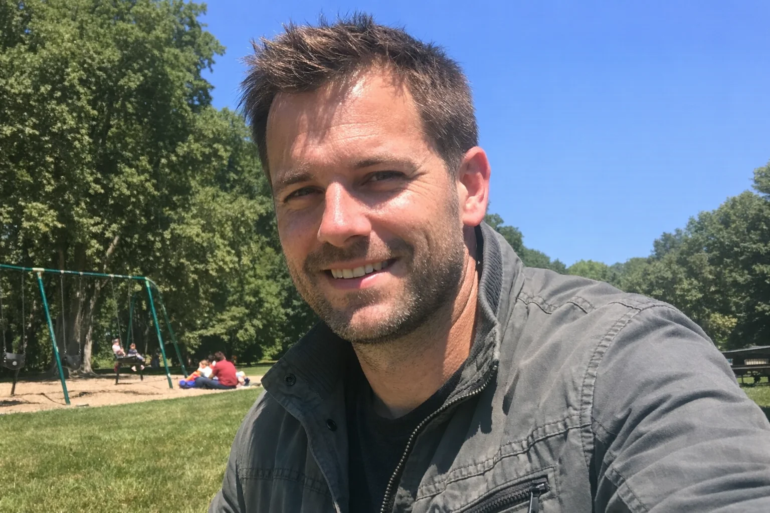 Outdoor candid photo of a man