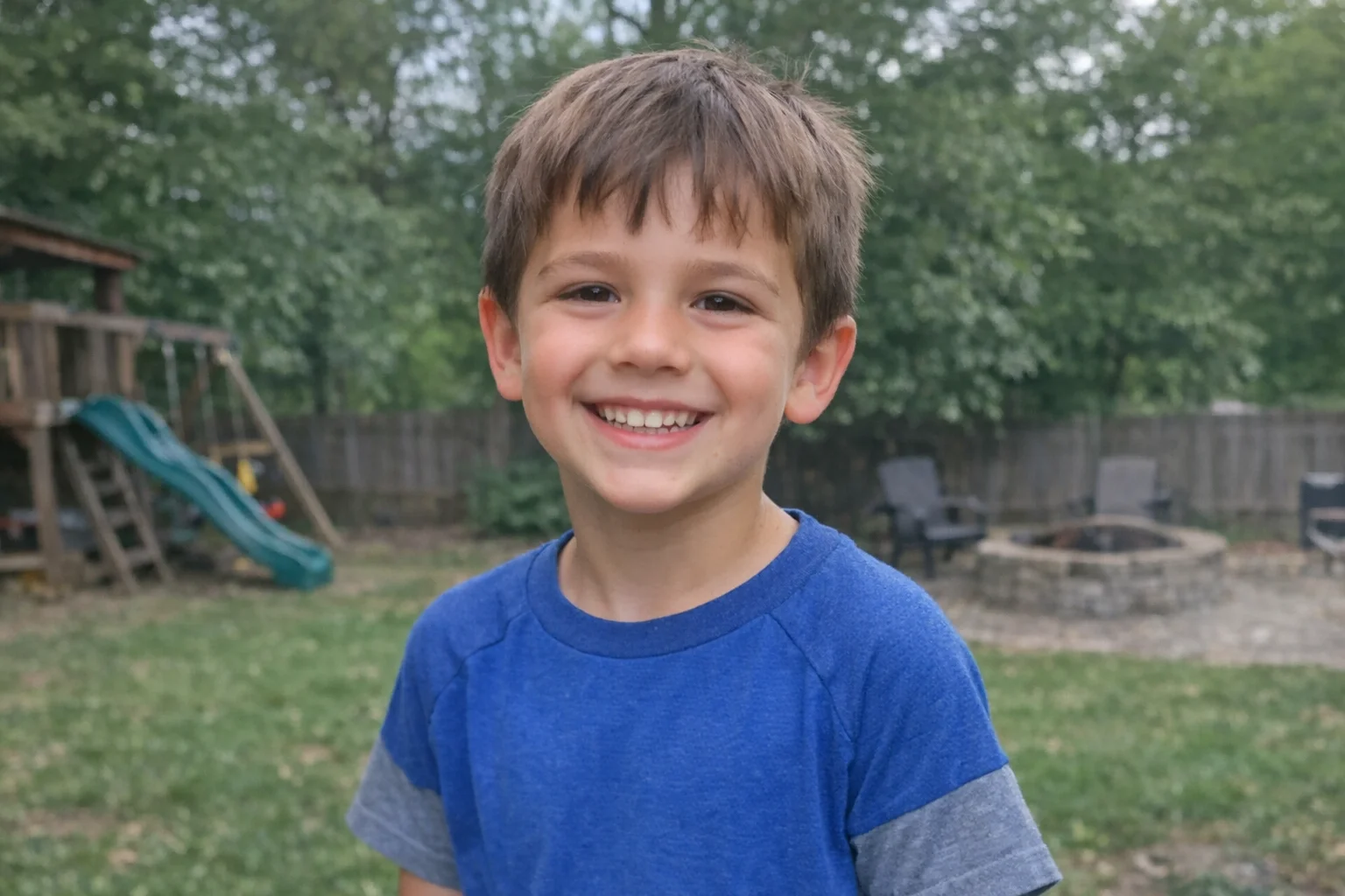 Casual photo of a child playing outside