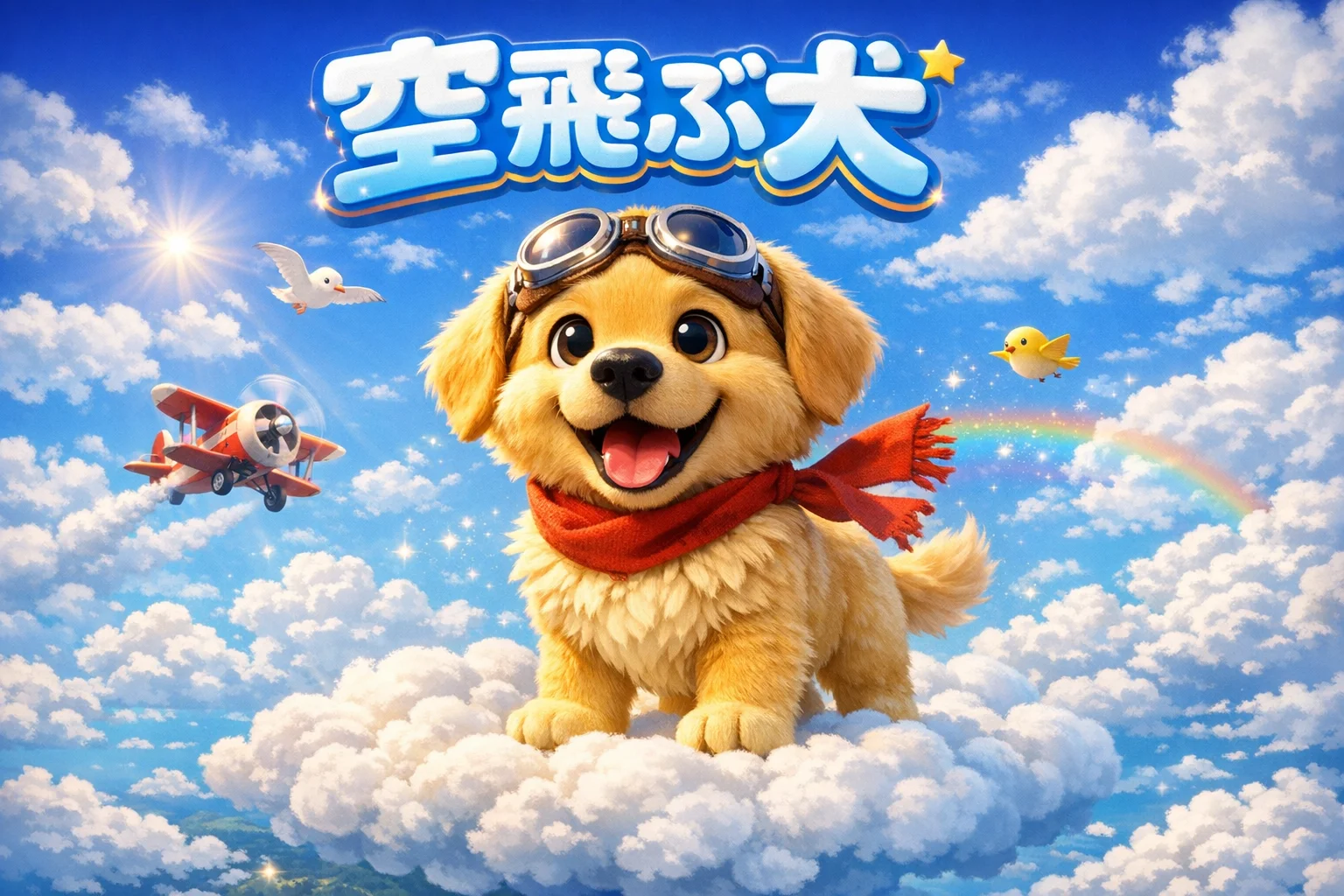 Disney AI poster generator showing a 3D animated dog with Japanese text