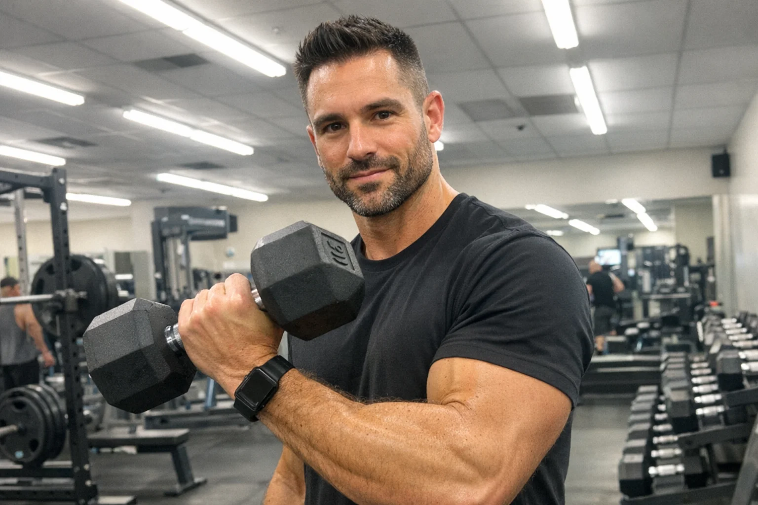 Fitness trainer working out