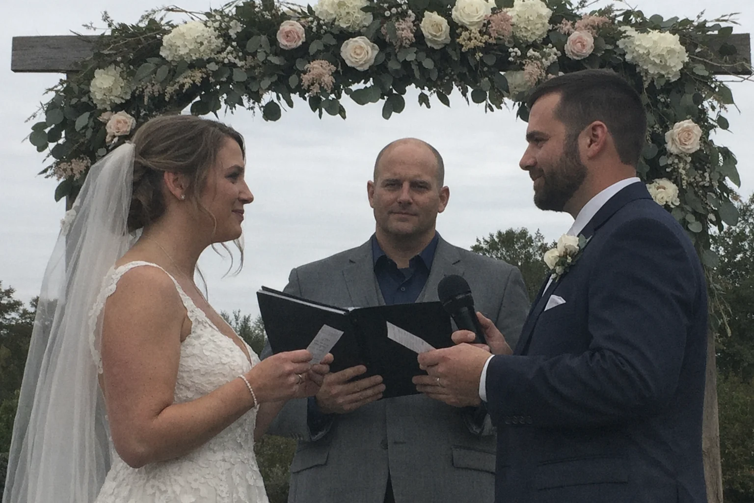 Underexposed wedding ceremony photo