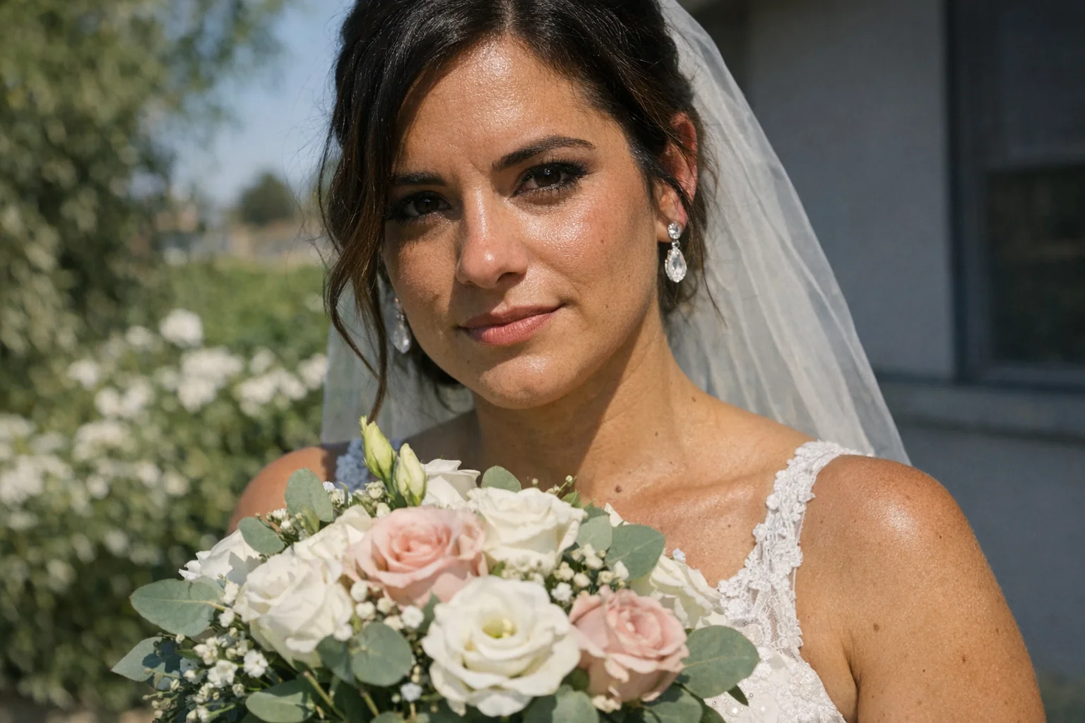 Unedited bridal close-up portrait